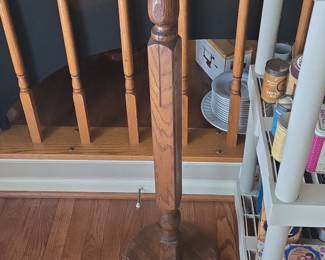Vintage Oak Pedestal Plant Stand