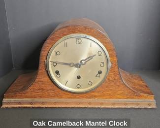 Oak Camelback Mantel Clock