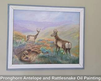 Pronghorn Antelope and Rattlesnake Oil Painting
