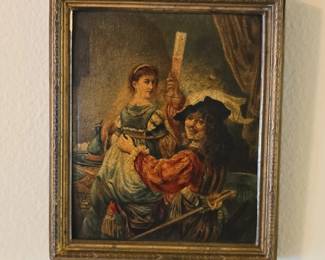 Miniature Painting After Rembrandts The Prodigal Son in the Tavern in Gilt Frame