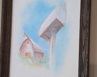 Barn and Mailbox Pastel Painting by Nyari