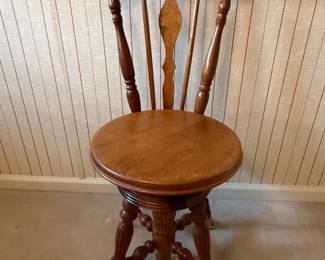 Antique Victorian High Back Piano Stool with Claw Feet