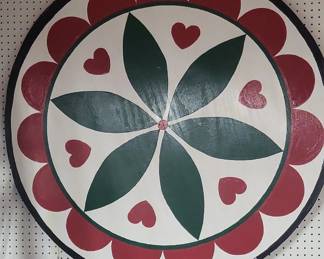 Pennsylvania Dutch Folk Art Hex Sign with Rosette and Hearts
