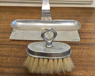 Vintage Sterling Silver Dustpan and Brush Set