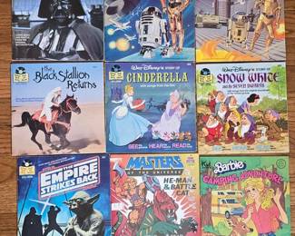 Vintage Childrens ReadAlong Book and Record Collection Items Star Wars, Disney, Black Stallion, Masters of the Universe, Barbie