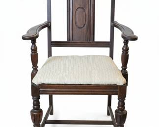 Antique Jacobean Style Oak Dining Table and Chairs Set third image