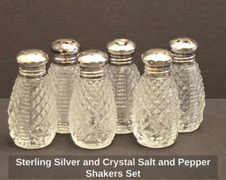 Sterling Silver and Crystal Salt and Pepper Shakers Set