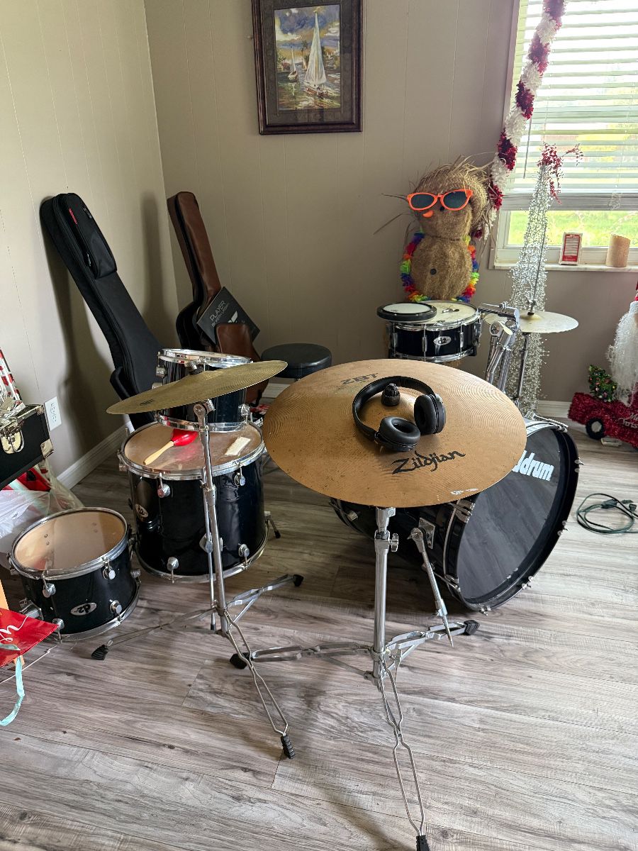 Drum set, guitars