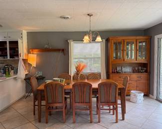 Pottery Barn table & 8 chairs, shaker style China cabinet