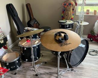Drum set, guitars