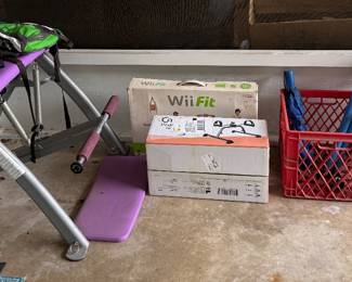 Pilates bench, Wii Fit, hand pedal in the box, MCM candle holders