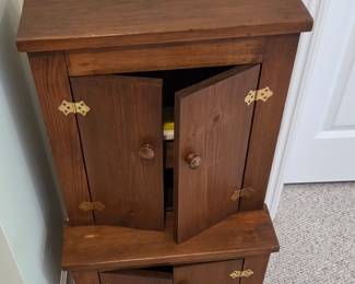 Vintage Two-Tiered Rustic Wooden Storage Cabinet