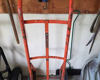 Vintage Industrial Steel Hand Truck Dolly - Orange