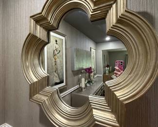 Mirror decorative trellis brushed gold 