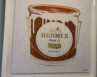 Oliver Gal Hermes bucket of paint glitter white lacquer frame 16x16