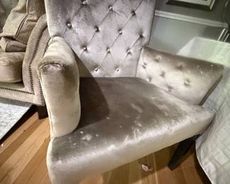 Zgallerie tufted light sage velvet dining chair (2) 