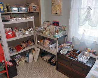 office supplies, steamer trunk, sewing, crafting