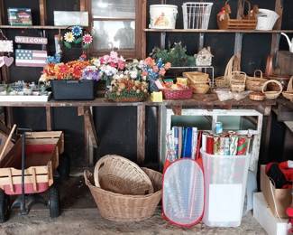 baskets, flowers, wagon