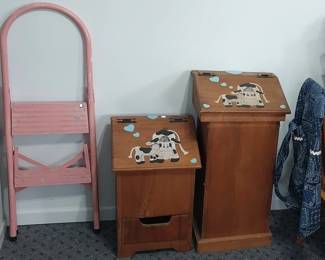 wooden decorative potato bin, trash container