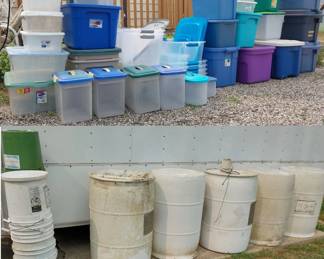 storage totes, buckets, barrels
