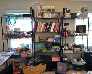 Holiday decor, binders, school supplies, printers, lap tops