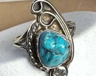 Sterling ring featuring a bezelset natural turquoise