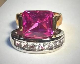 Hot Pink Square Cut Stone Eternity Ban