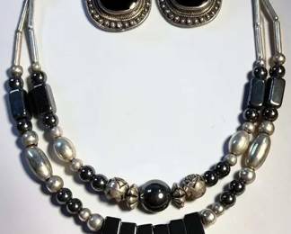 Black Tone JewelryNecklace Earrings