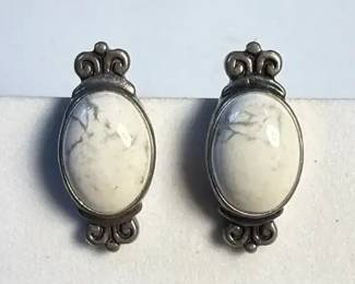 Sterling White Howlite Earrings