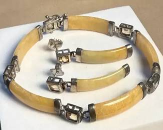 Sterling Link Bracelet Matching Earrings