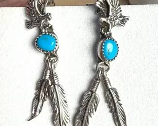 RB Stamped Sterling Turquoise Earrings