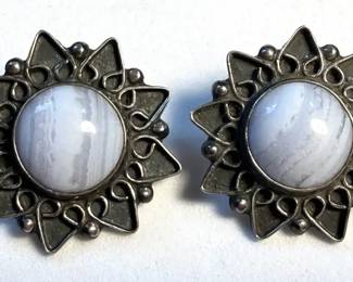 CII Mexico Sterling Earrings With Blue Lace Agate