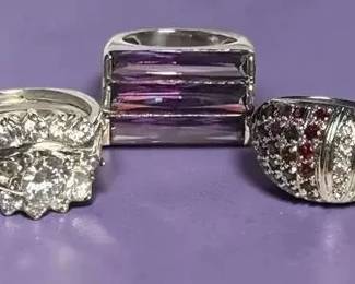 Three Sterling Statement Rings