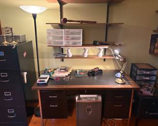 Desk, Lamps, Shredder