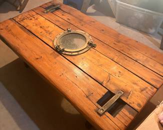 Table with Custom Built in Port Hole for Wine