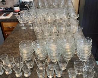 Over 100 1940's etched glasses