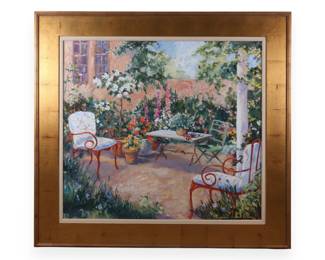 Suzanne French Luker (American, 20th Century) Oil on Canvas, Red Patio