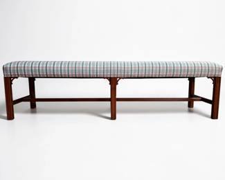 Councill Chippendale Style Mahogany Six-Leg Upholstered Bench