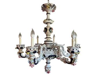 Capodimonte Eight Light Floral Porcelain Chandelier