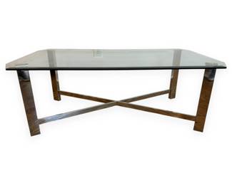 Polished Chrome and Glass Coffee Table