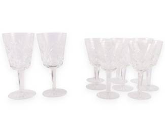 A Set of 10 Waterford Crystal Stemware Pieces in the Ashling Pattern