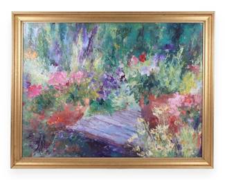 Henrietta Milan, Beauty of Nature, Garden Landscape, Oil on Canvas (Signed)