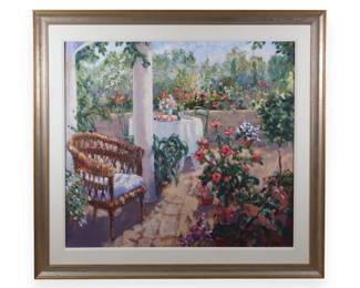 Suzanne French Luker, Lunch in the Garden, Large Oil on Canvas
