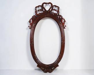 LaBarge Chippendale Style Carved Ribbon and Bow Motif Oval Wall Mirror