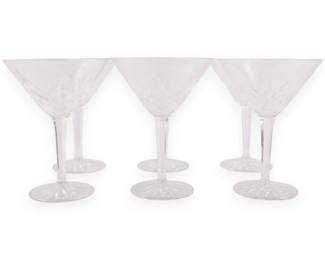 A Set of Six Waterford Crystal Martini Glasses in the Kildare Pattern