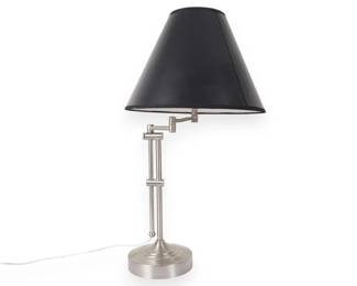 Brushed Metal Swing Arm Desk Lamp with Black Shade