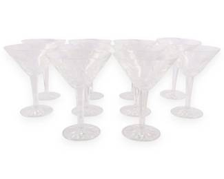 A Set of Ten Waterford Lismore Crystal Martini Glasses 