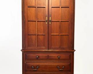 Traditional Colonial Revival Style Two Piece Cherry Entertainment Armoire