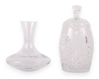 Two Waterford Crystal Items Including a Robert Mondavi Decanter and Lidded Jar