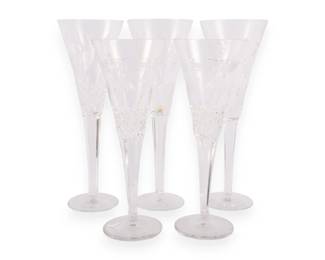 Lot of Five Waterford Crystal Champagne Toasting Flutes